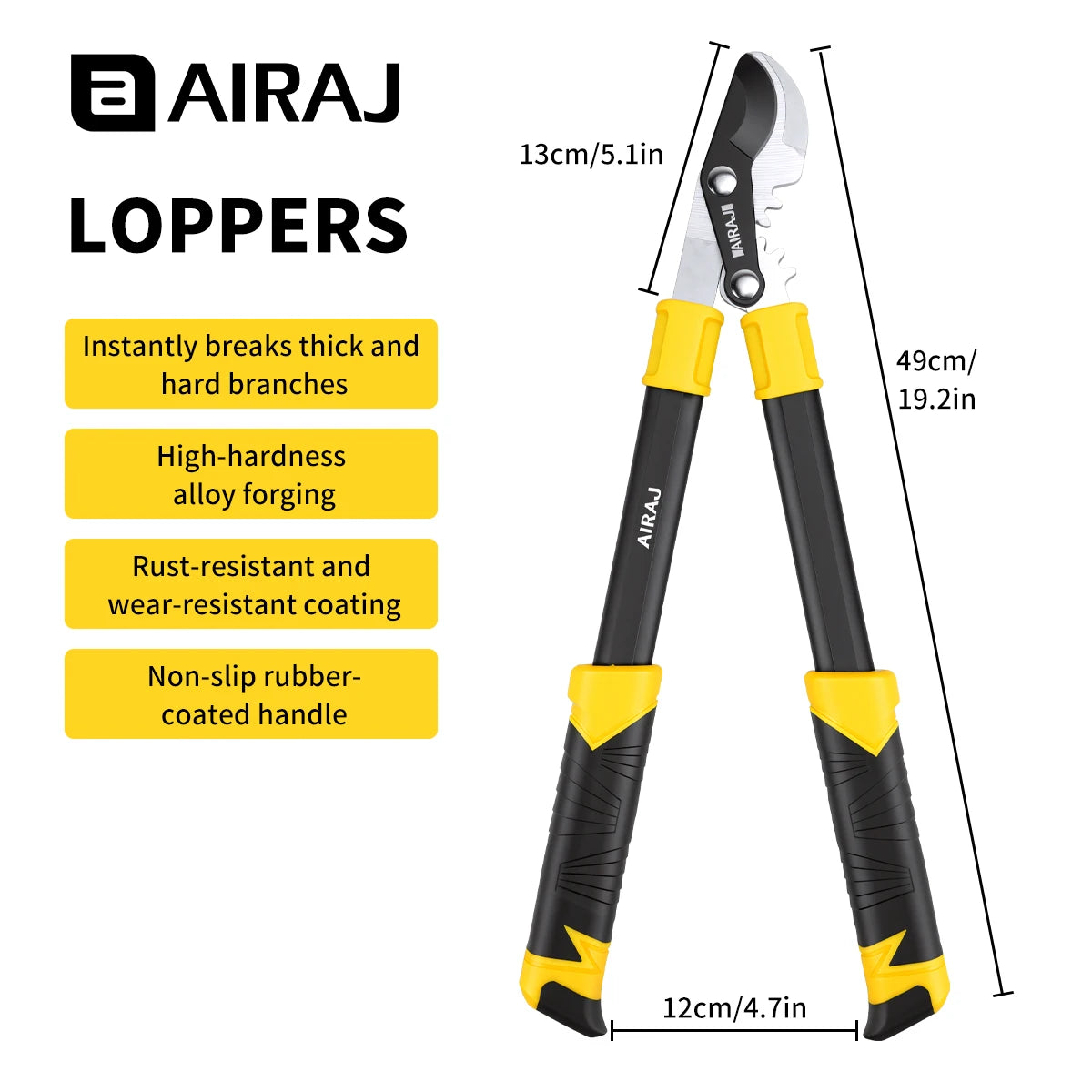 AIRAJ Extendable Pruning Shears – SK5 Toothed Blade Loppers with Aluminum Handles for Branches
