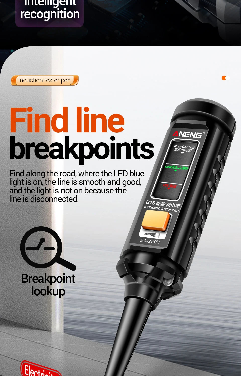 Multimeter Tester Pen Suit ANENG Multimeters 1999 Counts 24-250V Voltage Detector Meter Diagnostic Breakpoint Finder