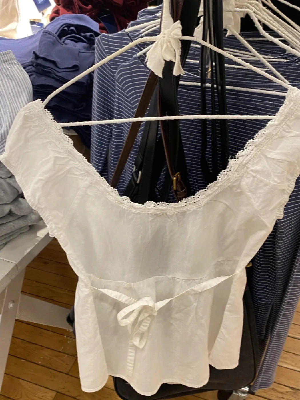 White Lace Tied Square Neck Summer T-shirts Chic Elegant Short Sleeve Tee Cotton Y2K Street Casual Bow Tie-up Top Women