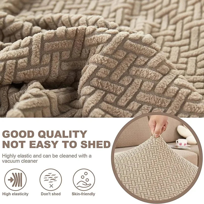 Jacquard Sofa Cushion Cover Protector Solid Color Stretch Removable Sofa Seat Slipcover for Bedroom Office Living Room Home
