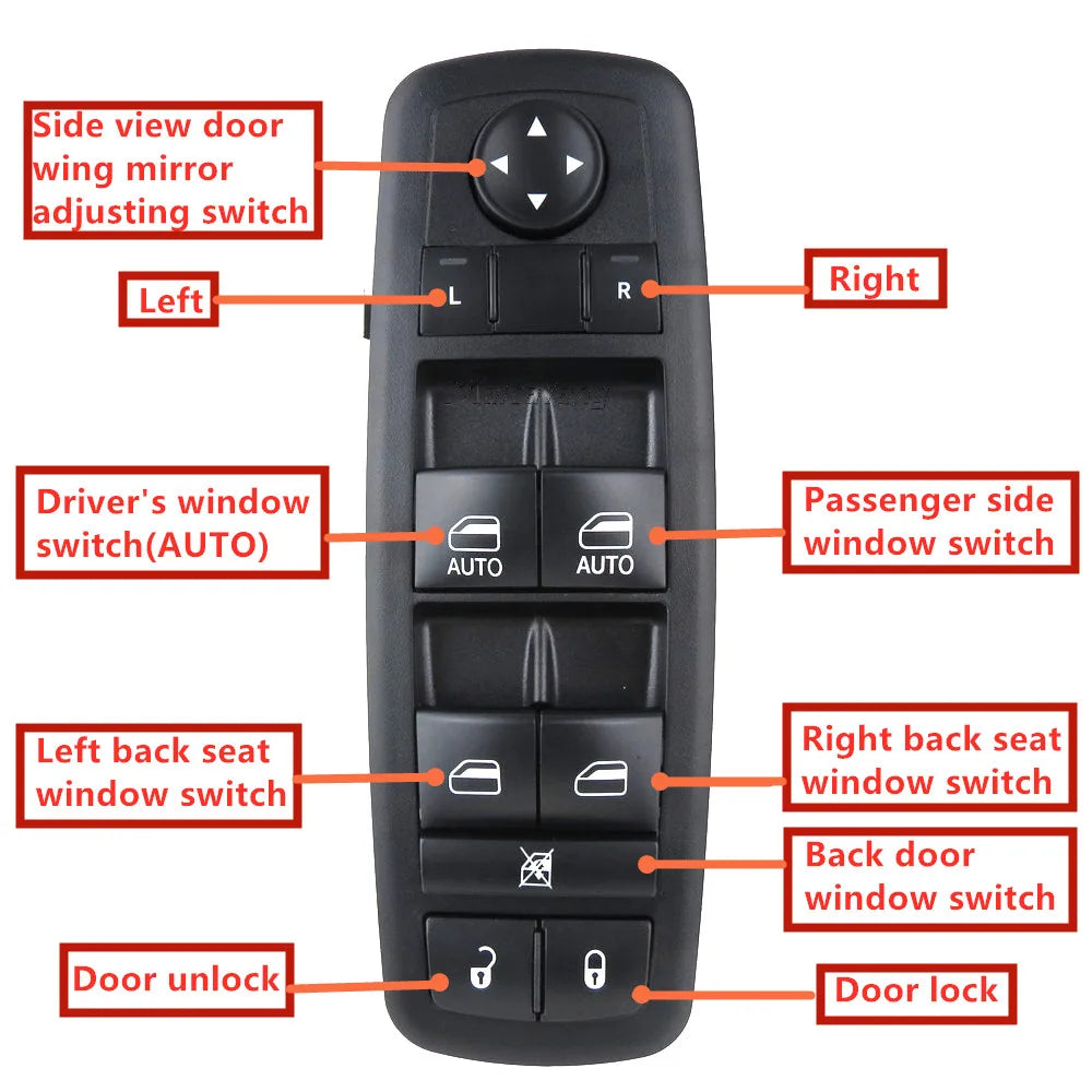 Power Window Control Switch - Dodge RAM 1500-5500, Grand Caravan, Jeep Liberty