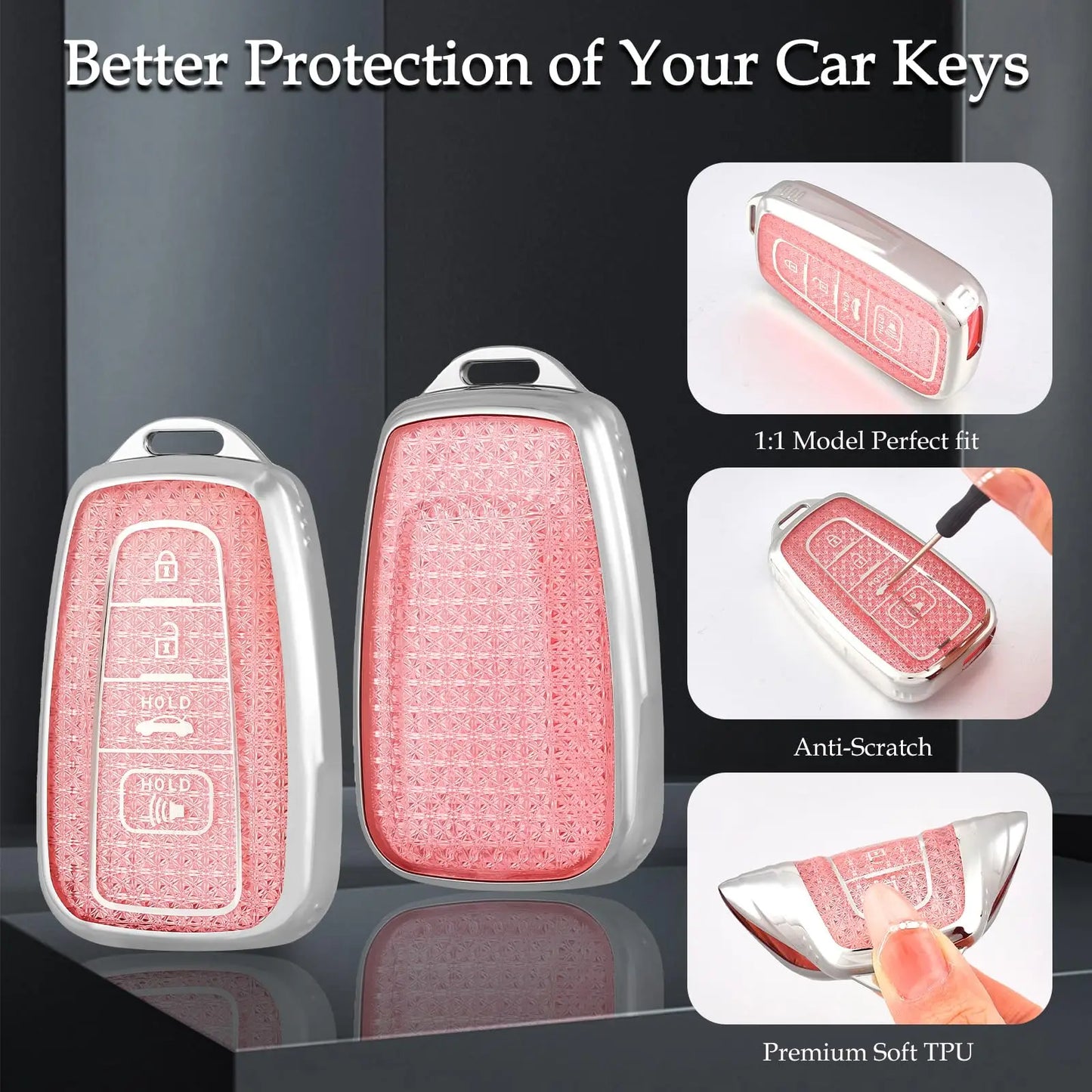 for Toyota Key Fob Cover with Bear Keychain Soft TPU Key Case Protection For Toyota RAV4 Camry Corolla 4Runner Highlander Prius