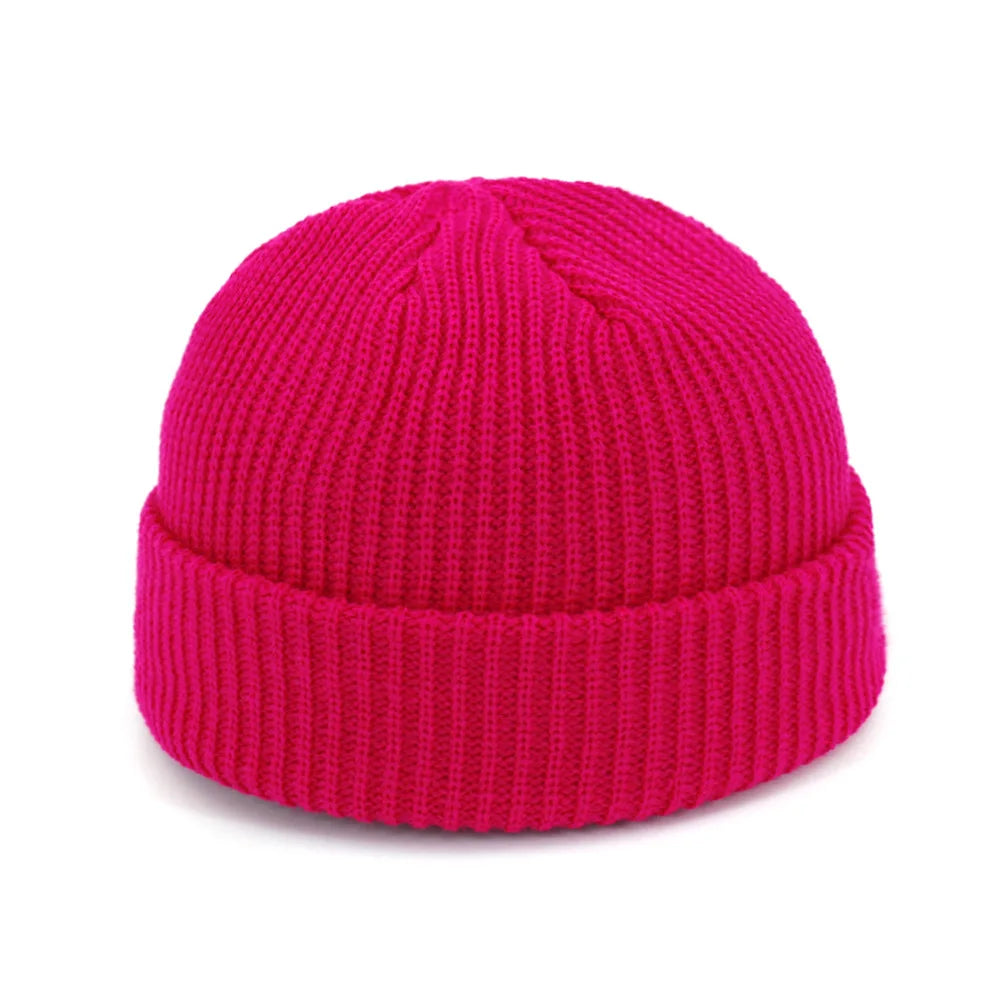 Retro Sailor Knit Beanie - Short Roll-Up Cuff Skull Cap, Unisex - photo 8