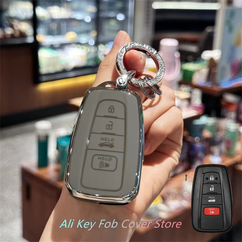 for Toyota Key Fob Cover For 2020-2024 Highlander 2018-2024 RAV4 Camry C-HR Corolla Avalon Prius Key Shell Case Keychain