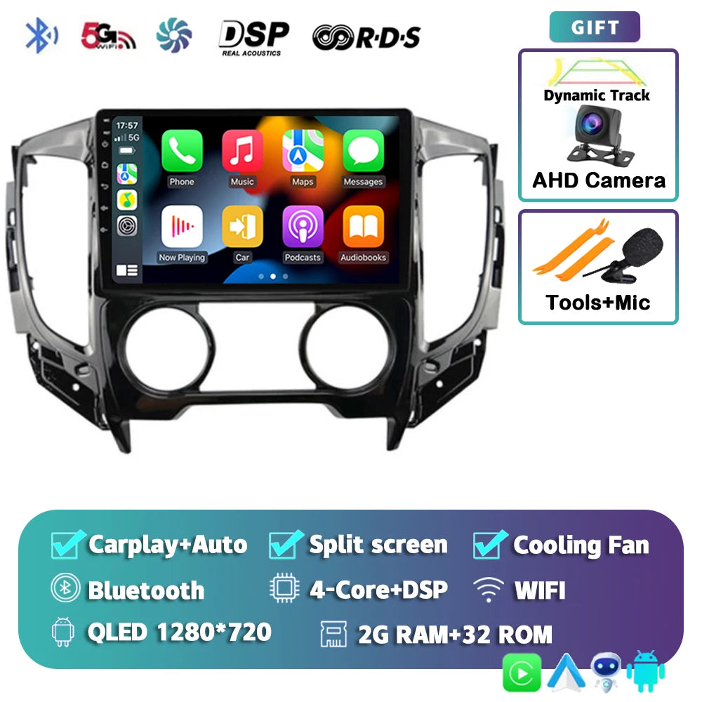 9" Android Car Stereo for Mitsubishi Pajero Sport 3 & L200 (2015–2019) — CarPlay, Android Auto, DSP, WiFi+4G