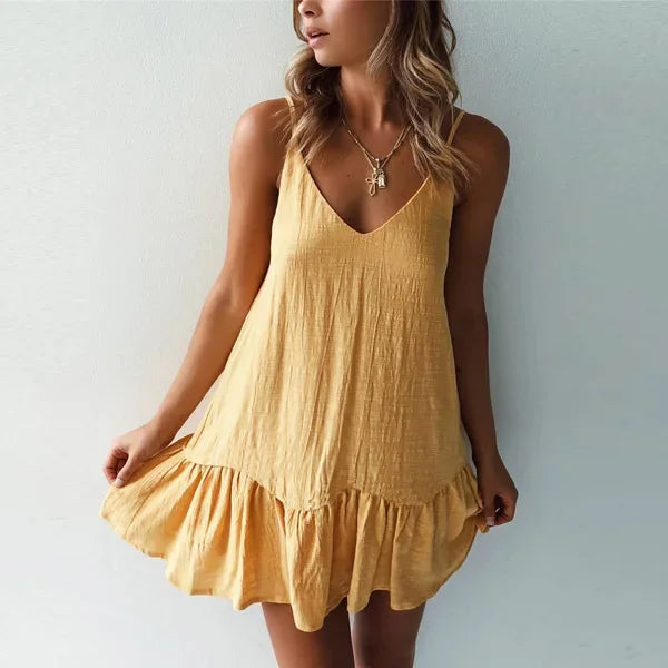 Dress Women Sexy Spaghetti Strap Ruffle Summer Dress 2026 Cotton Linen Vestidos Green Dresses Off Shoulder Sexy Mini Sundress