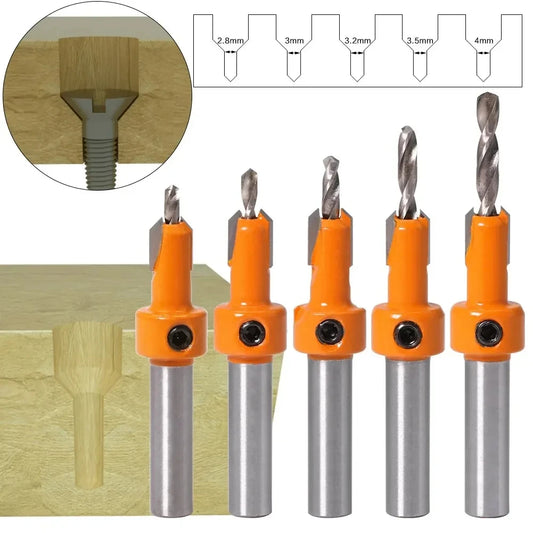 HOMEFISH Shank HSS Woodworking Countersink Router Bit Set Screw Extractor Remon Demolition for Wood Milling Cutter