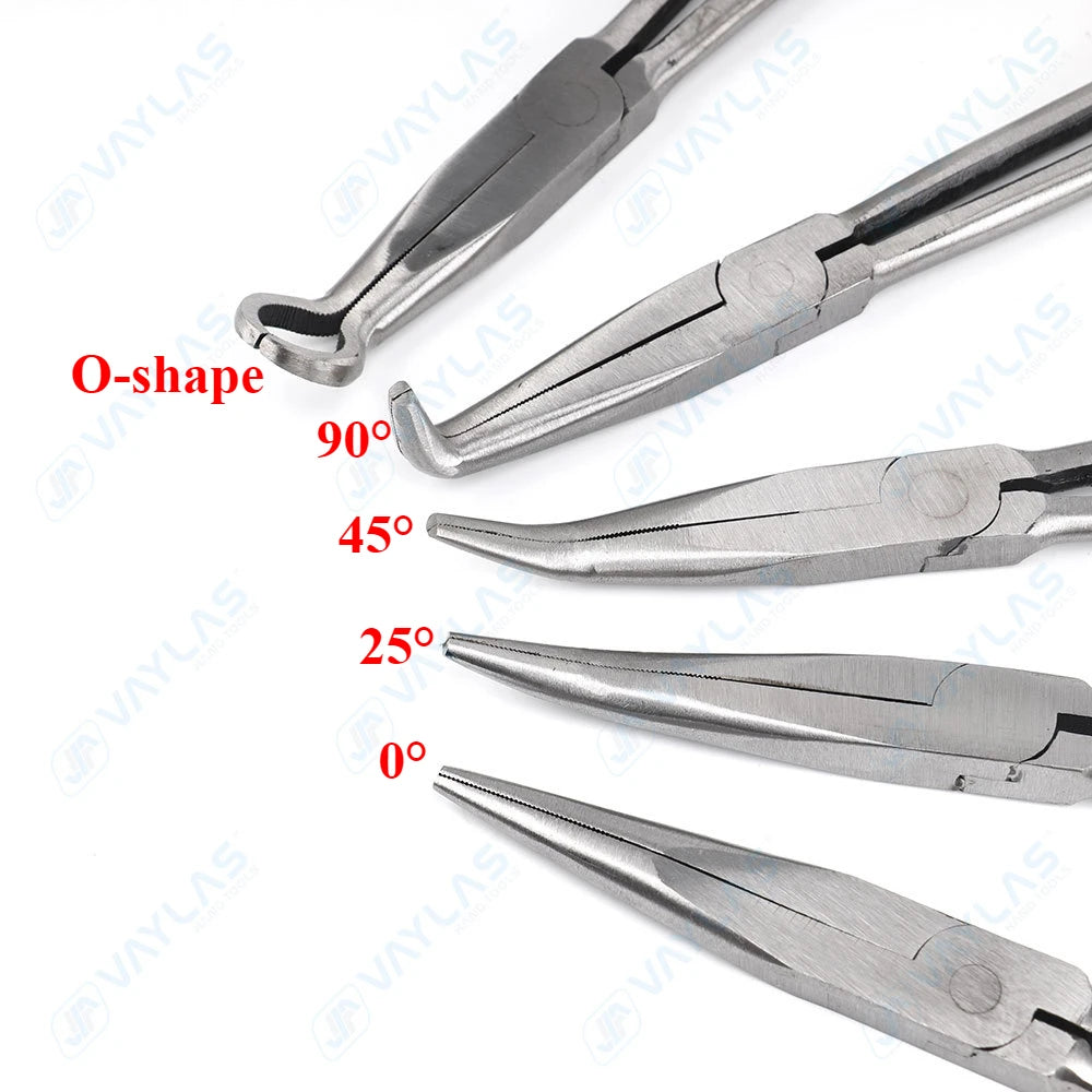 11 Inch Straight Tip 25 45 90 Degree Bent O Shape  Multi-functional Needle Nose Plier Mechanics Hand Tools