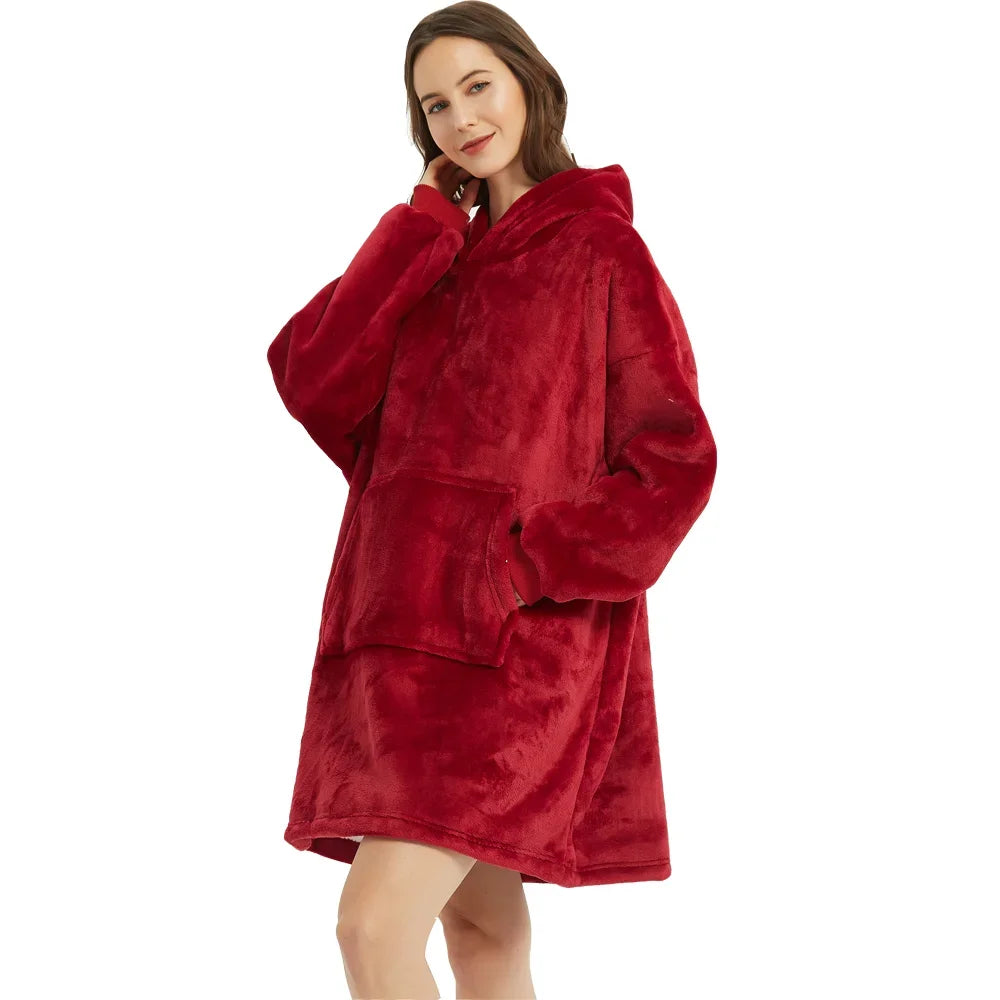 Oversized Wearable Blanket Hoodie - Fleece Pullover TV Blanket for Adults - photo 11