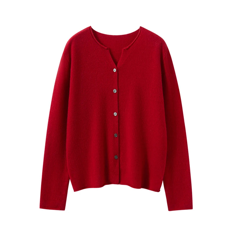 Women's Short Crew Neck Knit Cardigan - Soft Button Sweater Coat - photo 3