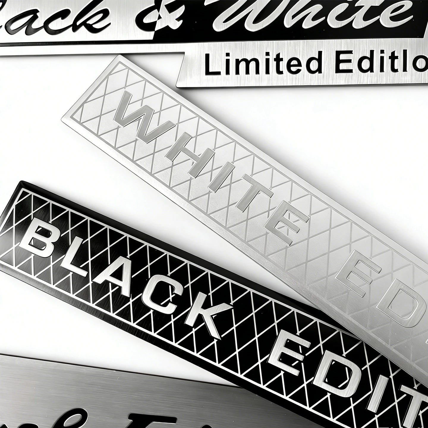 2 PCS Black White Platinum Edition 3D Aluminium Car Stickers Accessories Auto Body Tail Emblem Decals For Toyota Ford Opel Lexus