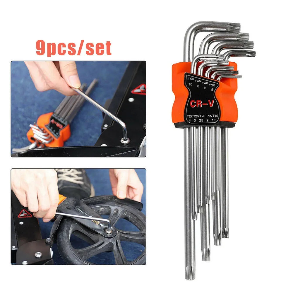 9Pcs L Type Double-End Screwdriver Hex Allen Key Set Torx Wrench Screwdriver Bits Star Spanner Key Hand Tools