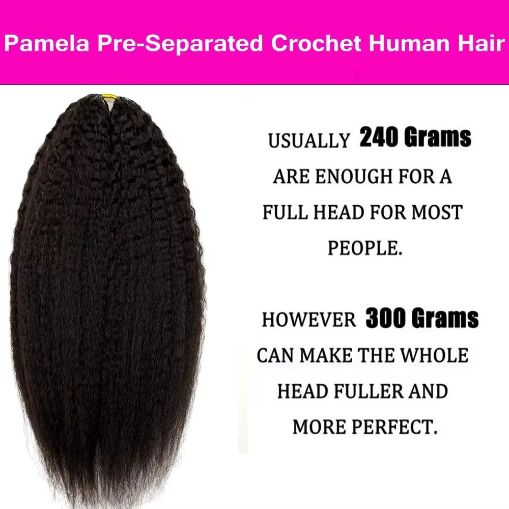 12A Invisible String Kinky Straight Crochet Human Hair Feather Hair Extensions PreLooped Yaki Straight Crochet Hair For Braiding