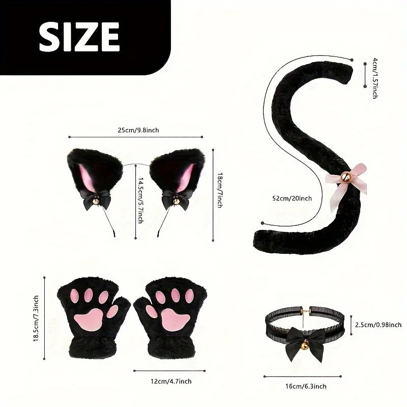 Cat Paw Gloves and Cat Ear Headband Set