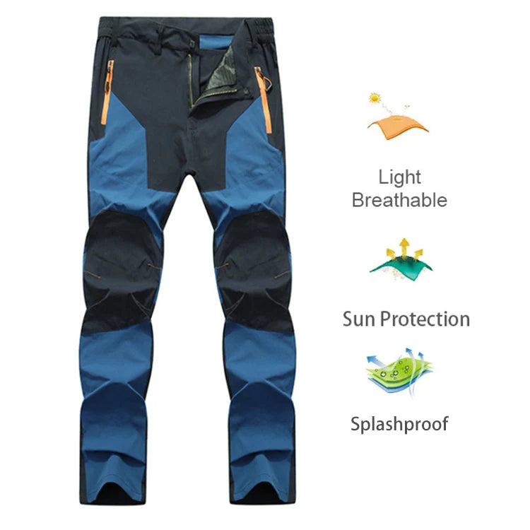 TRVLWEGO Men Summer Hiking Pants Camping Trousers Wear-resistant Water Splash Prevention Quick Dry UV Resistant Elastic Thin