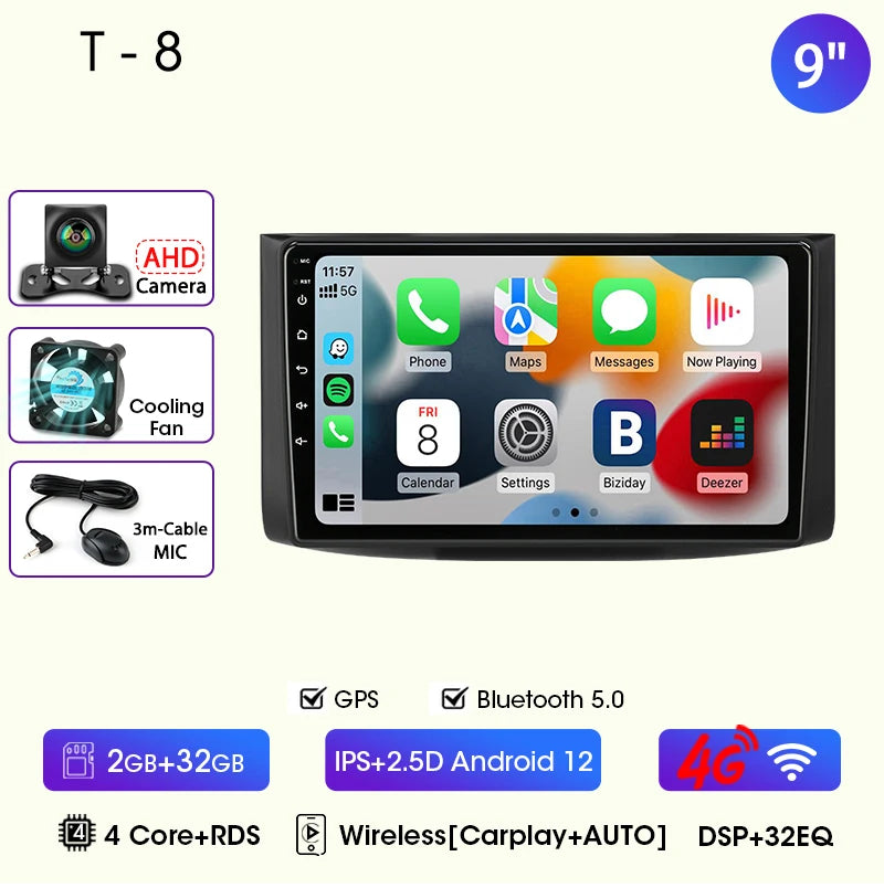 JMCQ Car Radio For Chevrolet Aveo 2006 2007 2008 2009 2010 2011 2012 2din Android12 Carplay Multimidia Video Player Head Unit