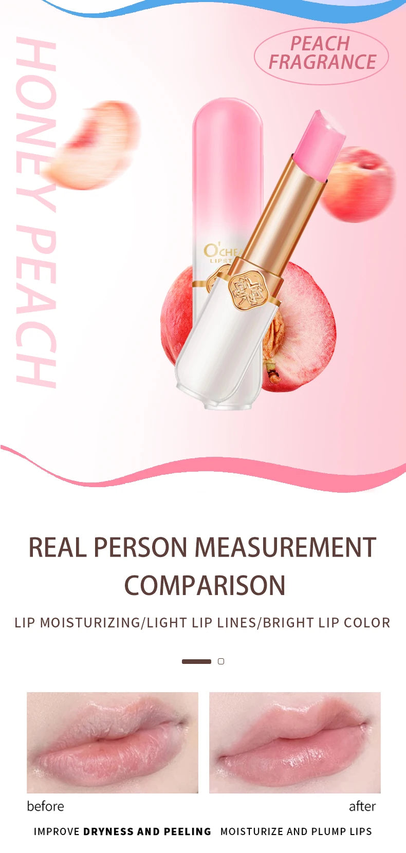 O'CHEAL Color Changing Fruit Lip Balm – Moisturizing Waterproof Temperature Changing Lipstick | Strawberry, Blueberry & Peach
