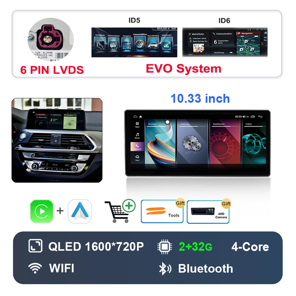Car Stereo with Apple CarPlay & Android Auto, Compatible with BMW X3 G01 & X4 G02 (EVO System)