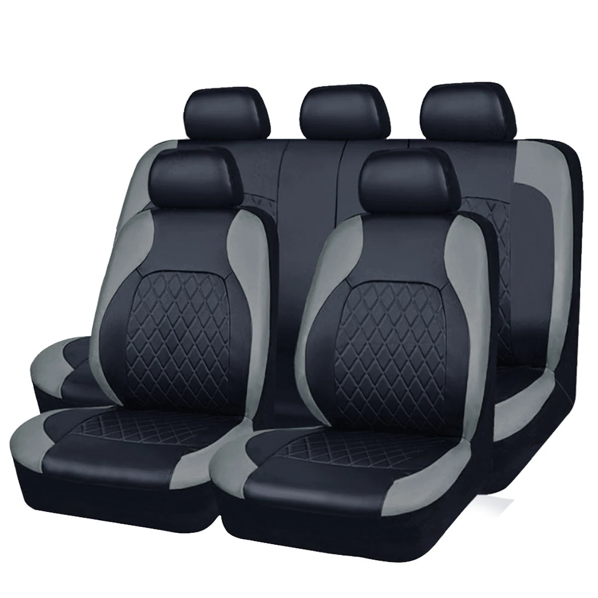 All-Season Quilted PU Leather Car Seat Cover, Waterproof Set