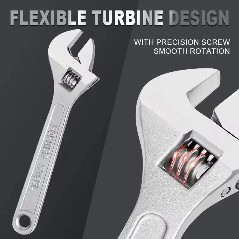 Openin Long Handle Universal Spanner  Adjustable Wrench Large Clamp Steel Mechanical Workshop Hand Repair Tools 6/8/10/12 inchs