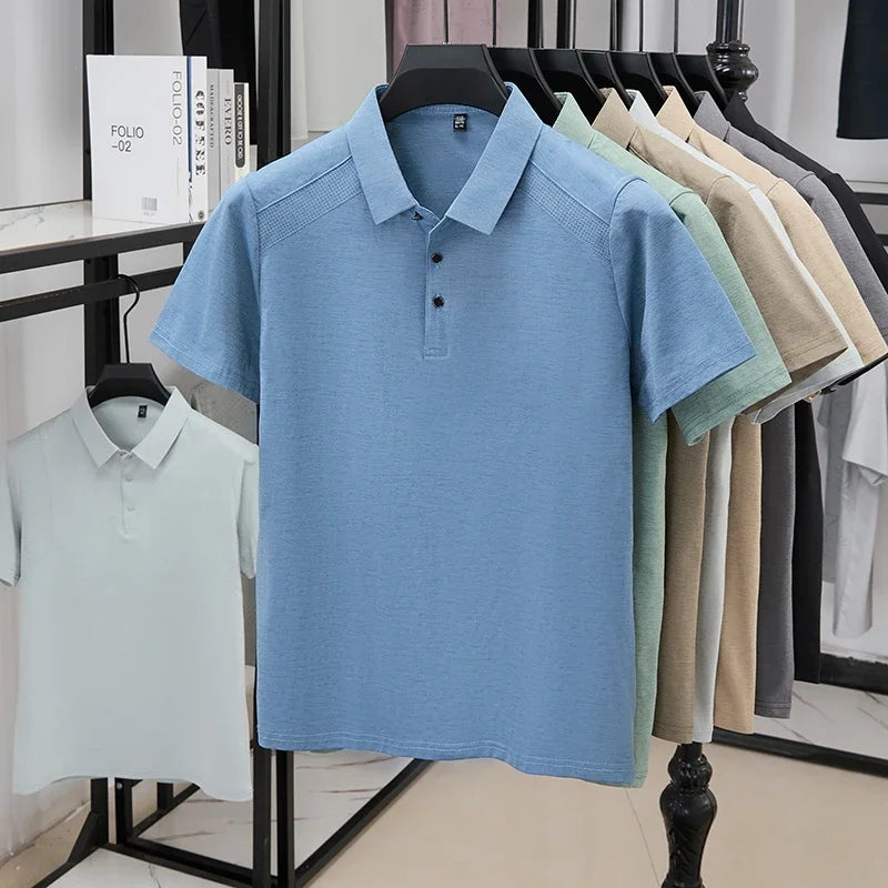 Men's Lapel Polo Shirt - Perforated Breathable, Soft Summer Fabric