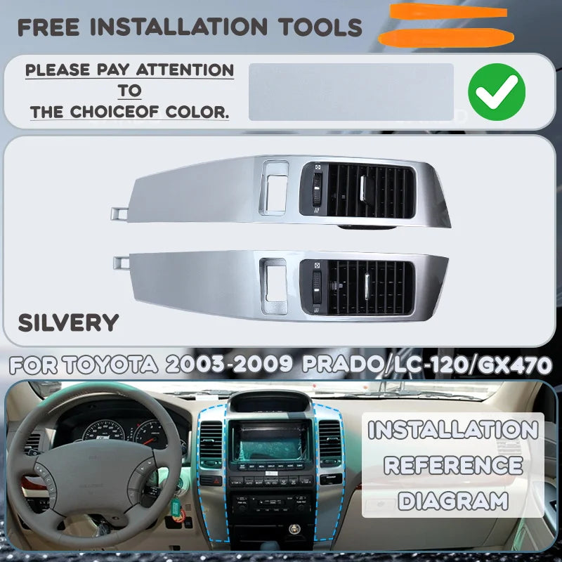 For Toyota 2003-2009 PRADO Lexus LC-120 GX470 LAND CRUISER LC-100 Interior AC Air Vent Grille Dashboard Panel Outlet Accessories