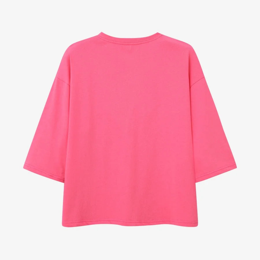 AS 2026 summer loose design drop sleeves boxy Tee V neck casual style  high quality  fabric woman clothes