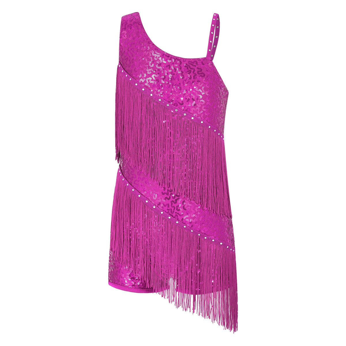 Girls sequin tassel Latin dress with shorts