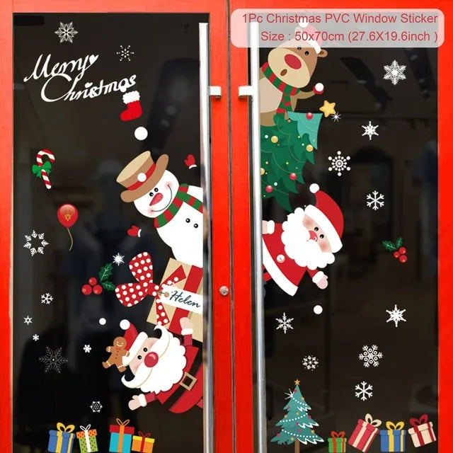 Christmas Wall Window Stickers Marry Christmas Decoration For Home 2026 Christmas Ornaments Xmas Navidad Gift New Year 2026