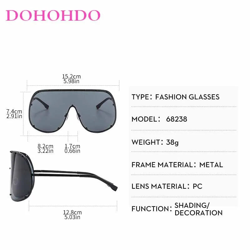 Oversized Rimless Shield Sunglasses for Women — Y2K UV400