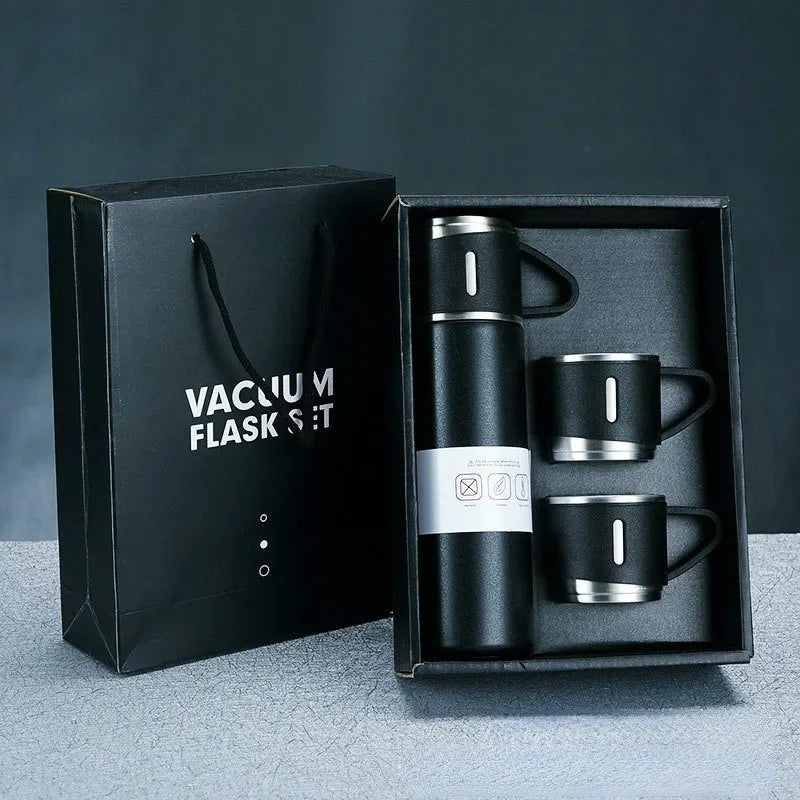 Free LOGO 3 In 1 set of  Thermos Mug Leak_Proof Travel Thermo Cup for Tea Water Coffee Thermo Cafe 500ML Double Stainless Steel