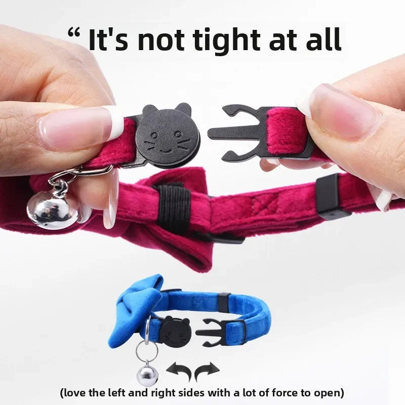 New Bowknot Pet Collar, Cat Collar, Safety Buckle, Cat Bell, Anti-suffocation Collar, Puppy Collar