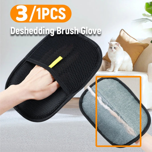 Pet Hair Remover Deshedding Gloves – Grooming Brush Mitt for Cats & Dogs | 1, 2 or 3 Pack