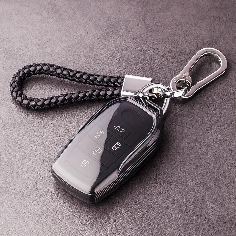 For TOYOTA Sienna RAV4 VENZA Mirai Hybrid Transparent Black Soft TPU Vehicles Alphard Remote 4 5 6 Button Car Key Case Cover Fob