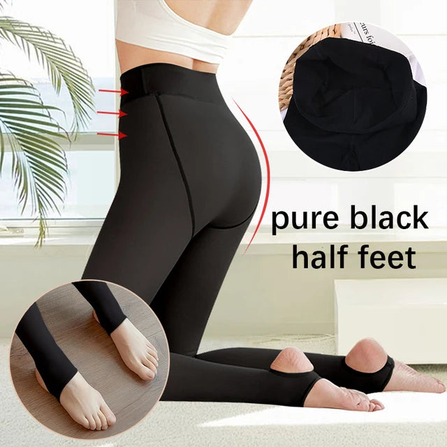 Women's Fleece Tights - Fake Translucent Thermal Pantyhose - photo 12