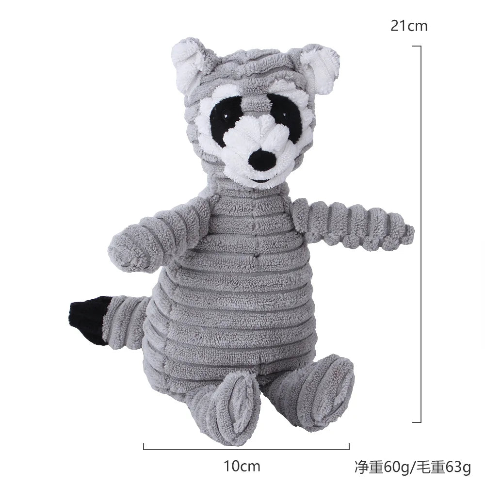 Squeaky Plush Chew Toy for Dogs, Animal Shapes