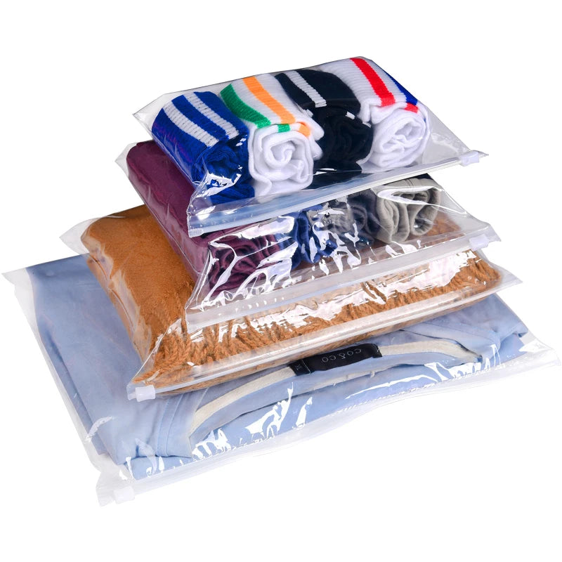 StoBag 5/10PCS Transparent Clothes Zipper Bags – Clear Reusable Sealed Shirt & Garment Storage Pouches