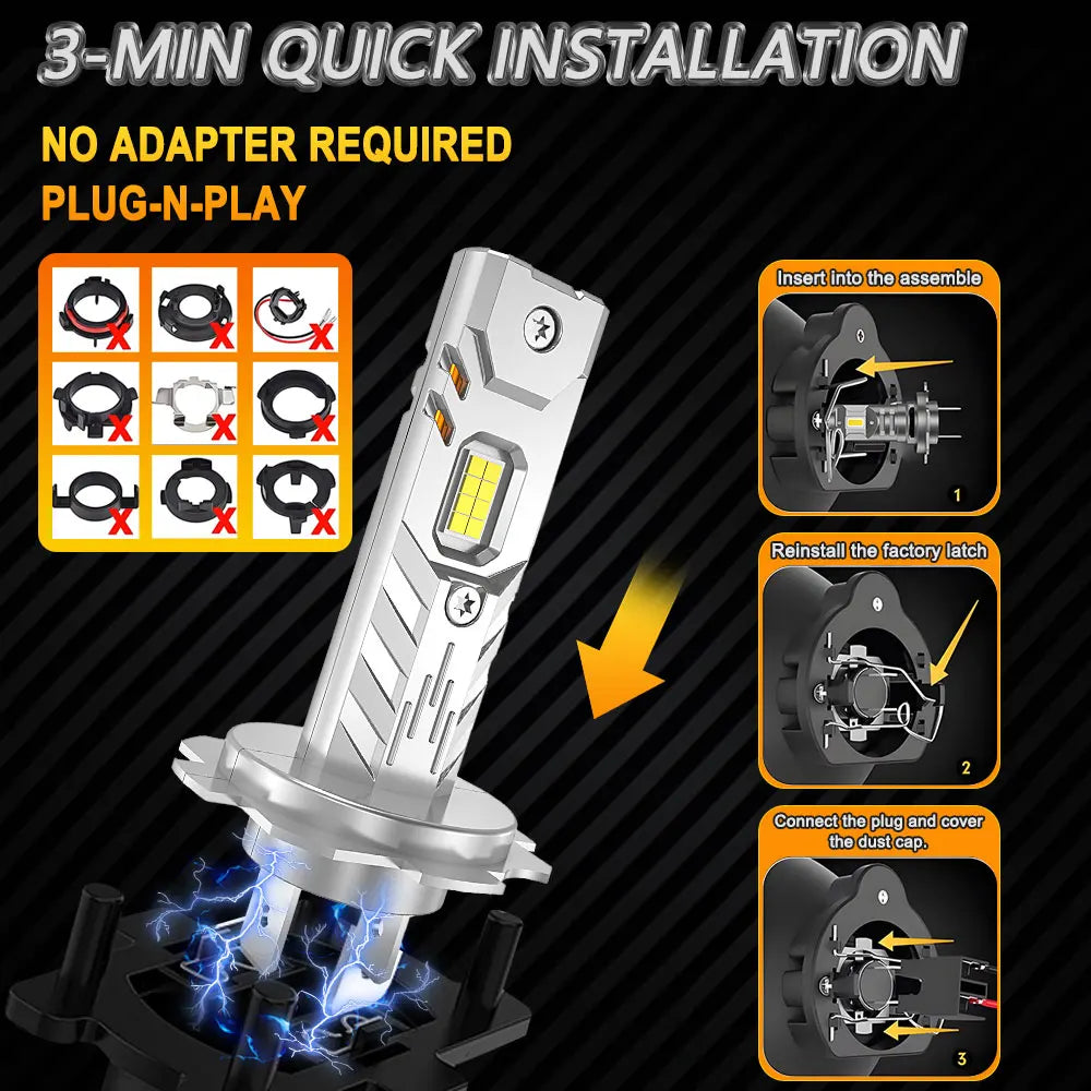 H7 H4 H1 LED Lights for Car Headlight Bulb 1000000LM Mini Wireless Auto Lamp +800% Bright Spotlights Automobile LED Headlamp 12V