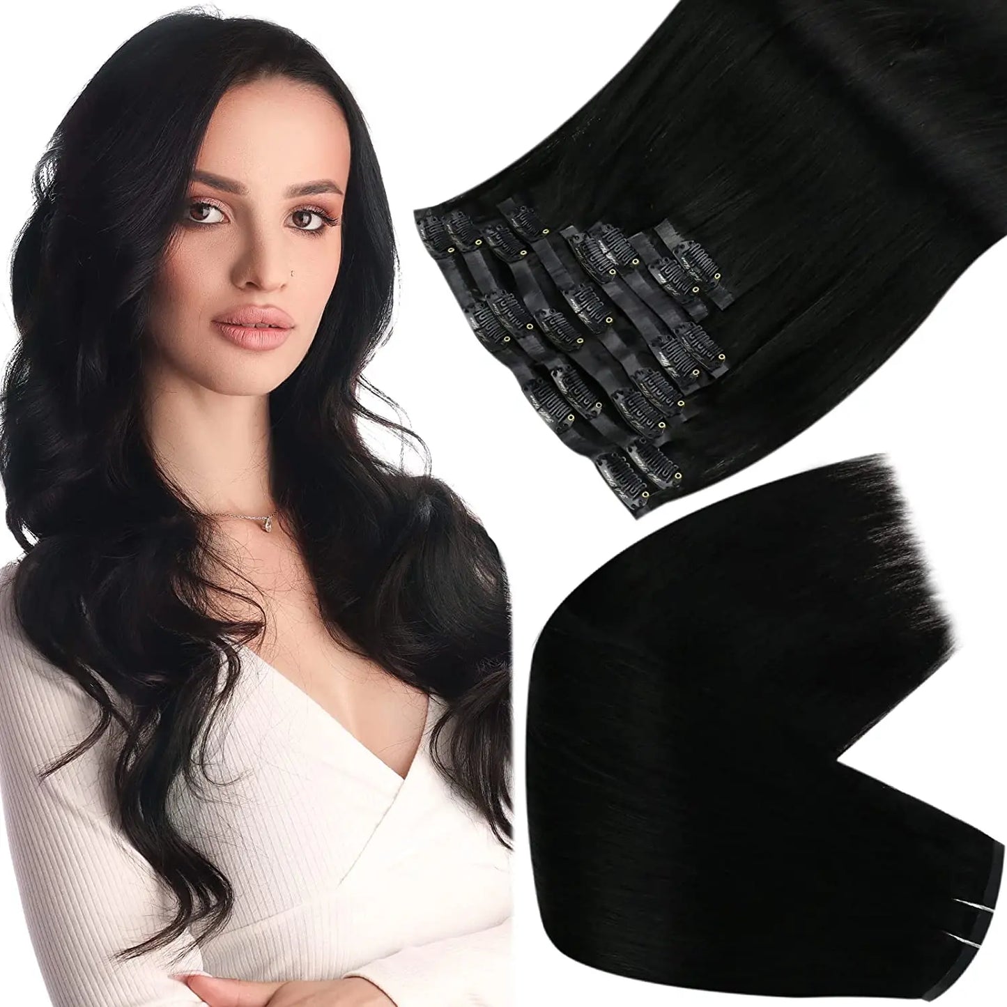 Full Shine Seamless Clip in Hair Extensions Remy Human Hair 8Pcs 120g & 80g Clip In Hair Extensions Human Hair Blonde Skin Weft