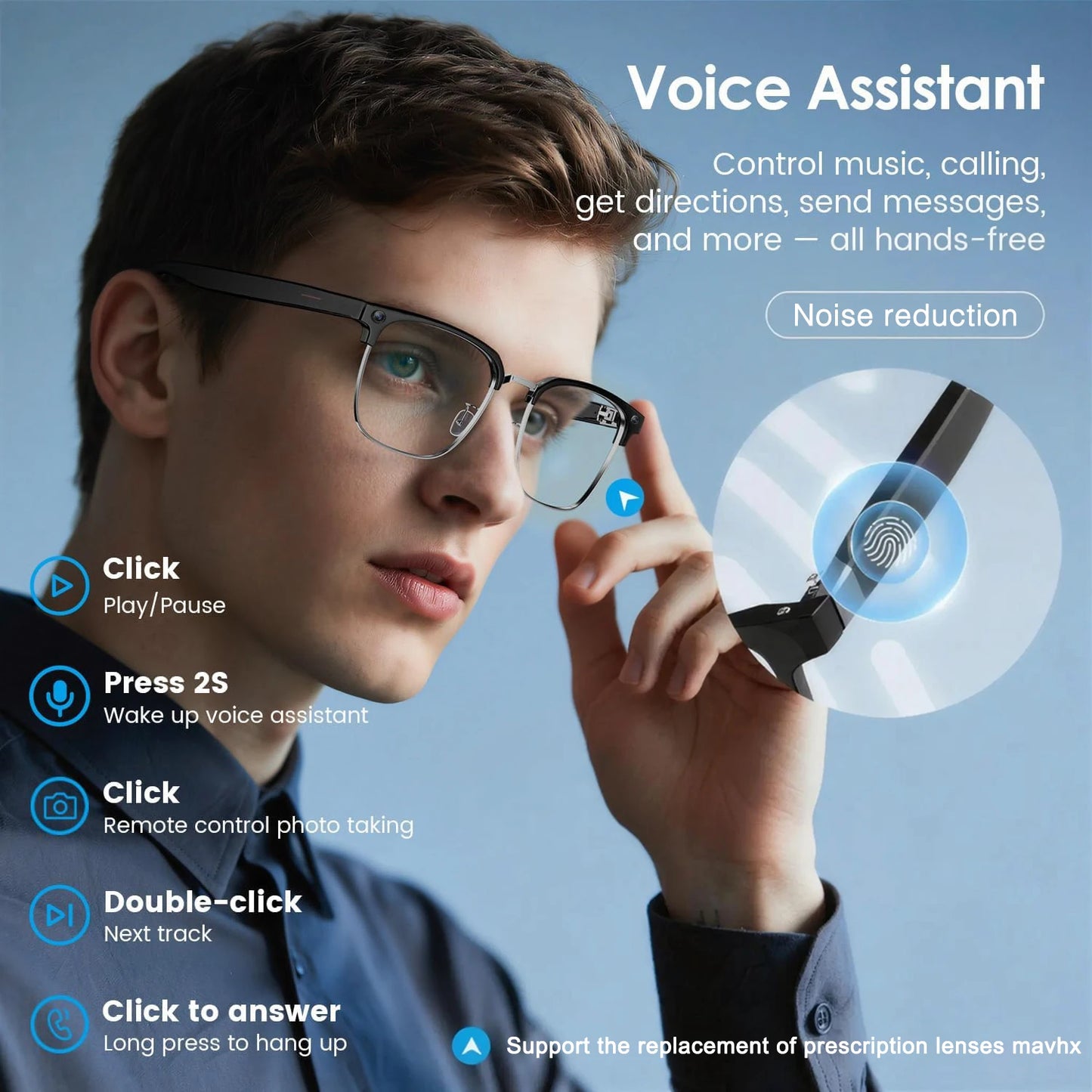 Smart Camera Glasses — 800W Video Recording with Voice Translation