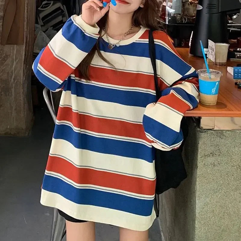 Women T shirts four seasons Woman clothing Y2k Top Sweatshirt 2026 korean Fashion Long Sleeves Tee Loose Couple Graphic T-shirt