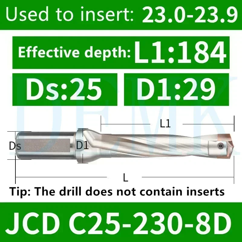 JCD Crown U-Drill Rod 10-25mm, Internal Cooling Indexable Drill