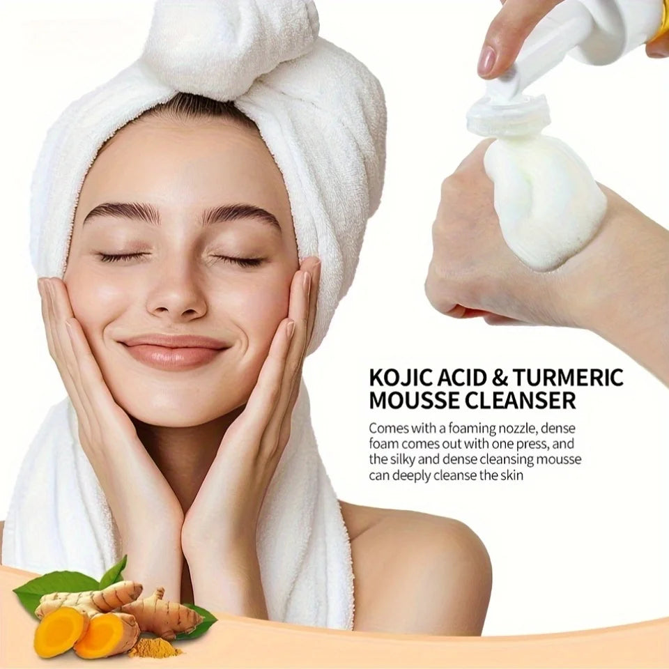 Turmeric Facial Cleanser - 2pcs Damascus Rose Water, Moisturizing Skin with Cleansing Brush Head