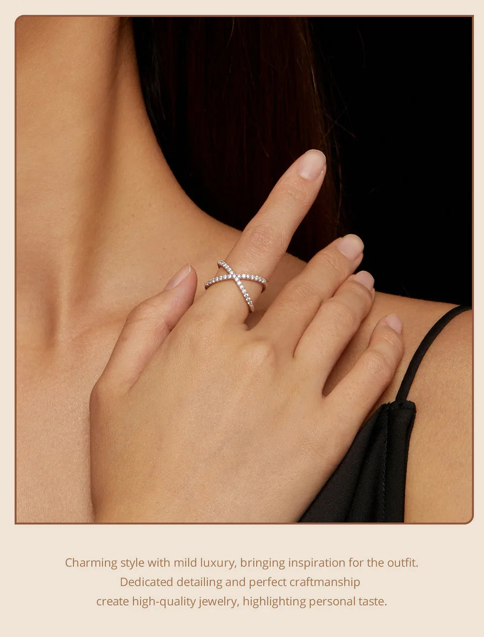 BAMOER Moissanite Criss Cross Wedding Band for Women, D Color VVS1 Moissanite Stackable X Promise Ring Wedding Fine Jewelry