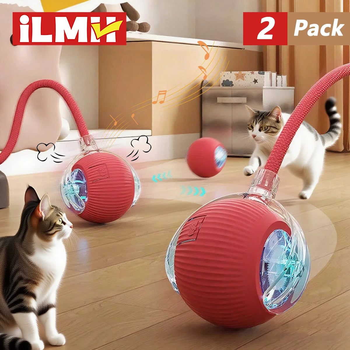Automatic Rolling Cat Ball Toy with Tail, Rechargeable