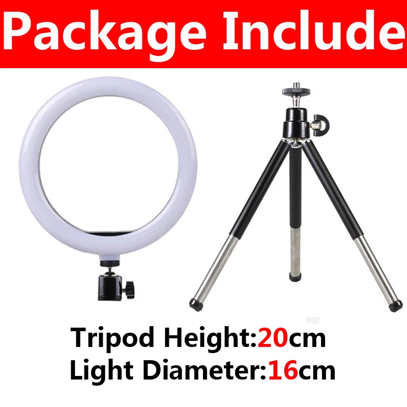 LED Photography Ring Light – 3 Modes Dimmable Selfie Light with Tripod & Phone Stand | TikTok, YouTube & Makeup