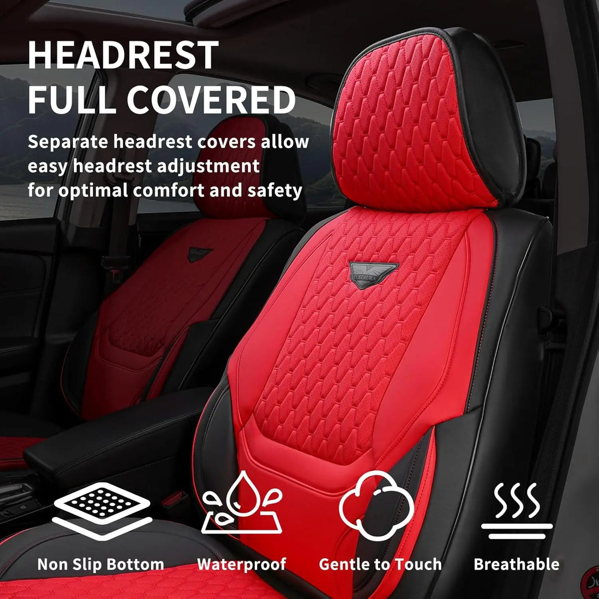 EKR Universal Car Seat Covers 5 Seats Full Set For Toyota Honda Lexus Ford Kia Hyundai Audi Waterproof Leather Auto Seat Protection All-Season Universal Fit Most Car Sedan SUV Car Accessories