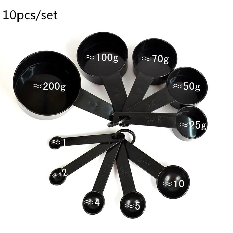 Black Plastic Measuring Cups & Spoons - 5 or 10 Piece Set - photo 8