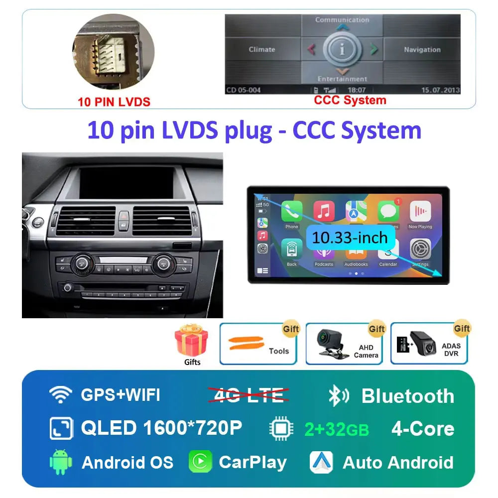 Navigation GPS Android 16 for BMW X5 X6 E70 E71 2008 - 2013 ClC/CCC System Car Radio Multimedia Player BT 4G DSP Stereo WiFi 4Ｇ