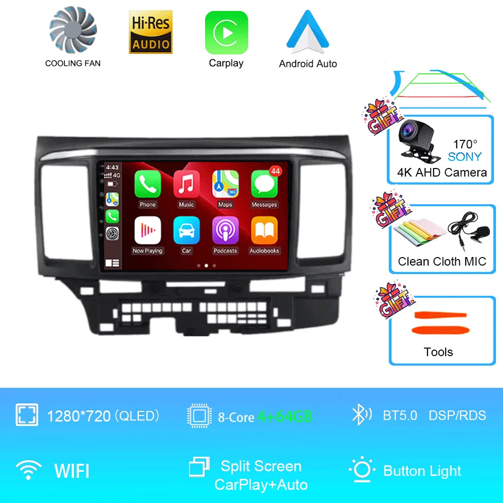 Android 16 For MITSUBISHI LANCER 9 10 X 2008 - 2016 Car Radio video Player 9Inch Stereo Audio GPS Player Carplay Auto Screen